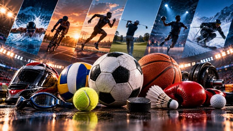 Koşu, yüzme, bisiklet ve diğer bireysel sporları birleştiren temsili spor görseli