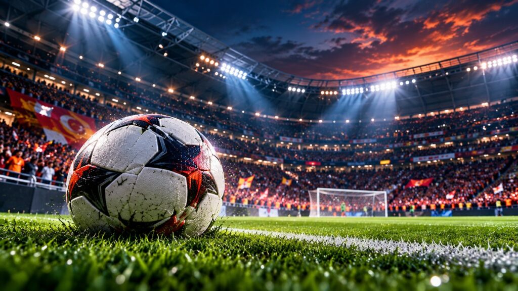 Futbol topu ve dolu stadyum atmosferiyle Süper Lig haberleri için temsili görsel